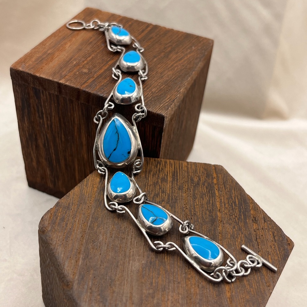 Mexican Silver faux turquoise bracelet